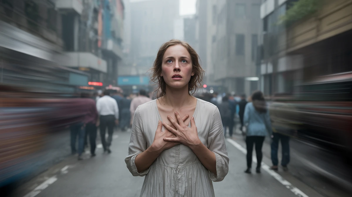 Person experiencing overwhelming panic attack symptoms